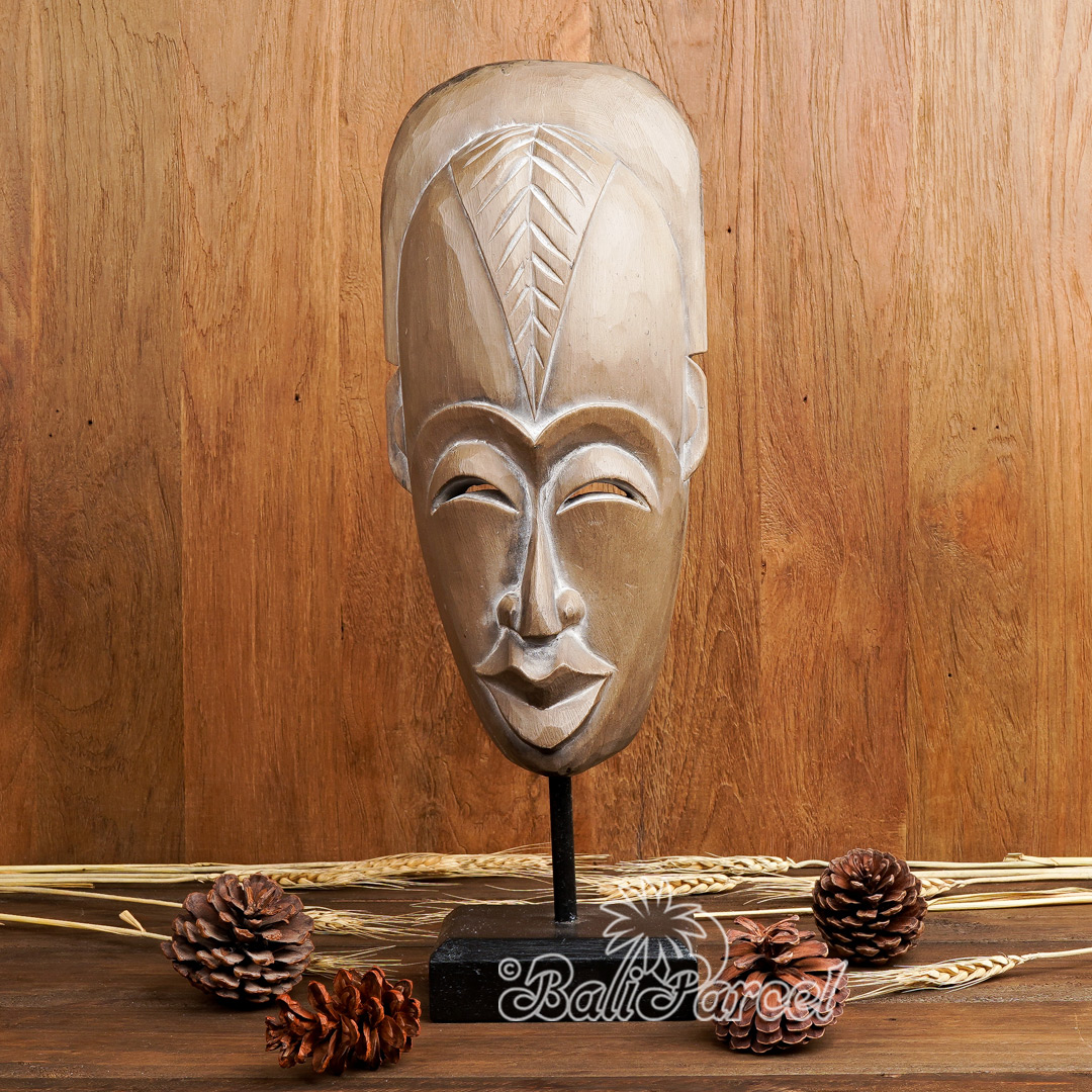 Wooden Mask, Hand Carved From Albesia Wood