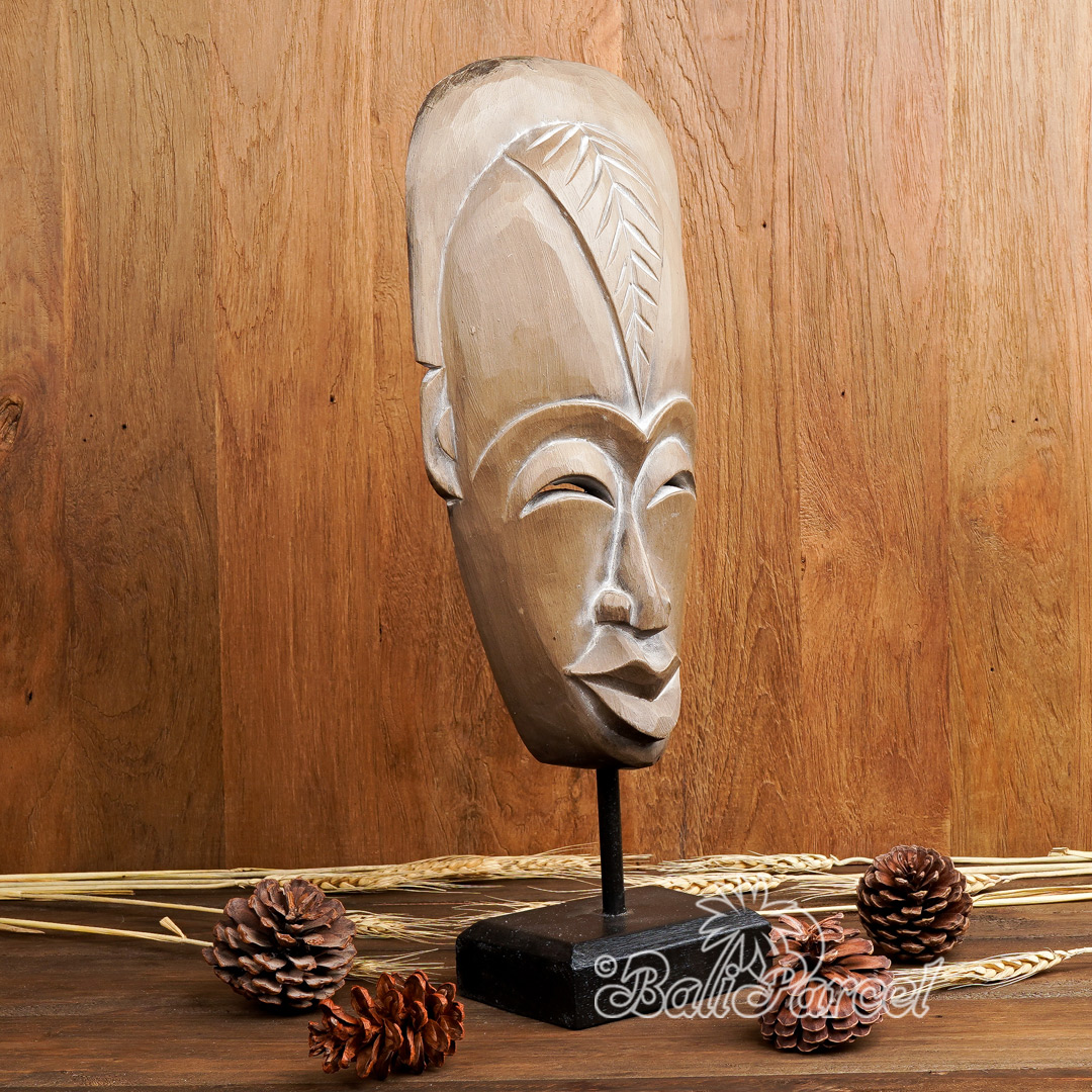 Wooden Mask, Hand Carved From Albesia Wood