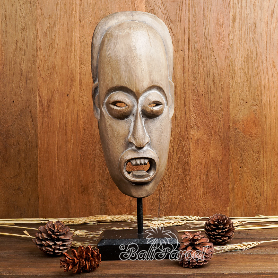 Wooden Mask, Hand Carved From Albesia Wood