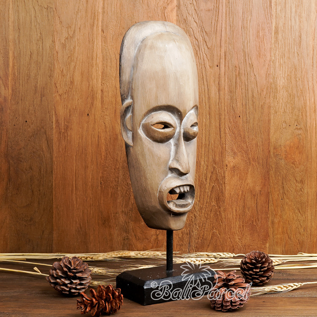 Wooden Mask, Hand Carved From Albesia Wood