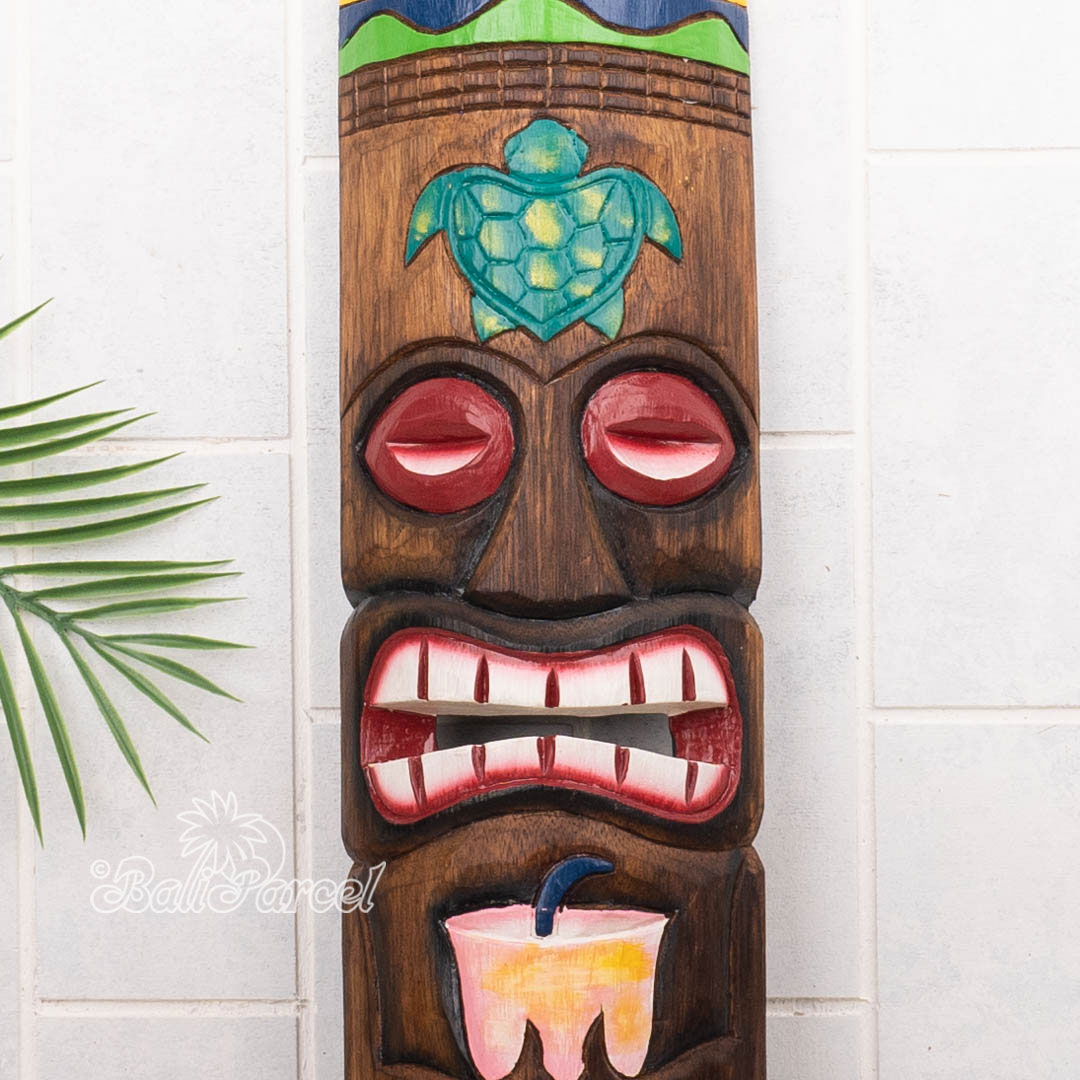 Wooden Mask, Hand Carved From Albesia Wood