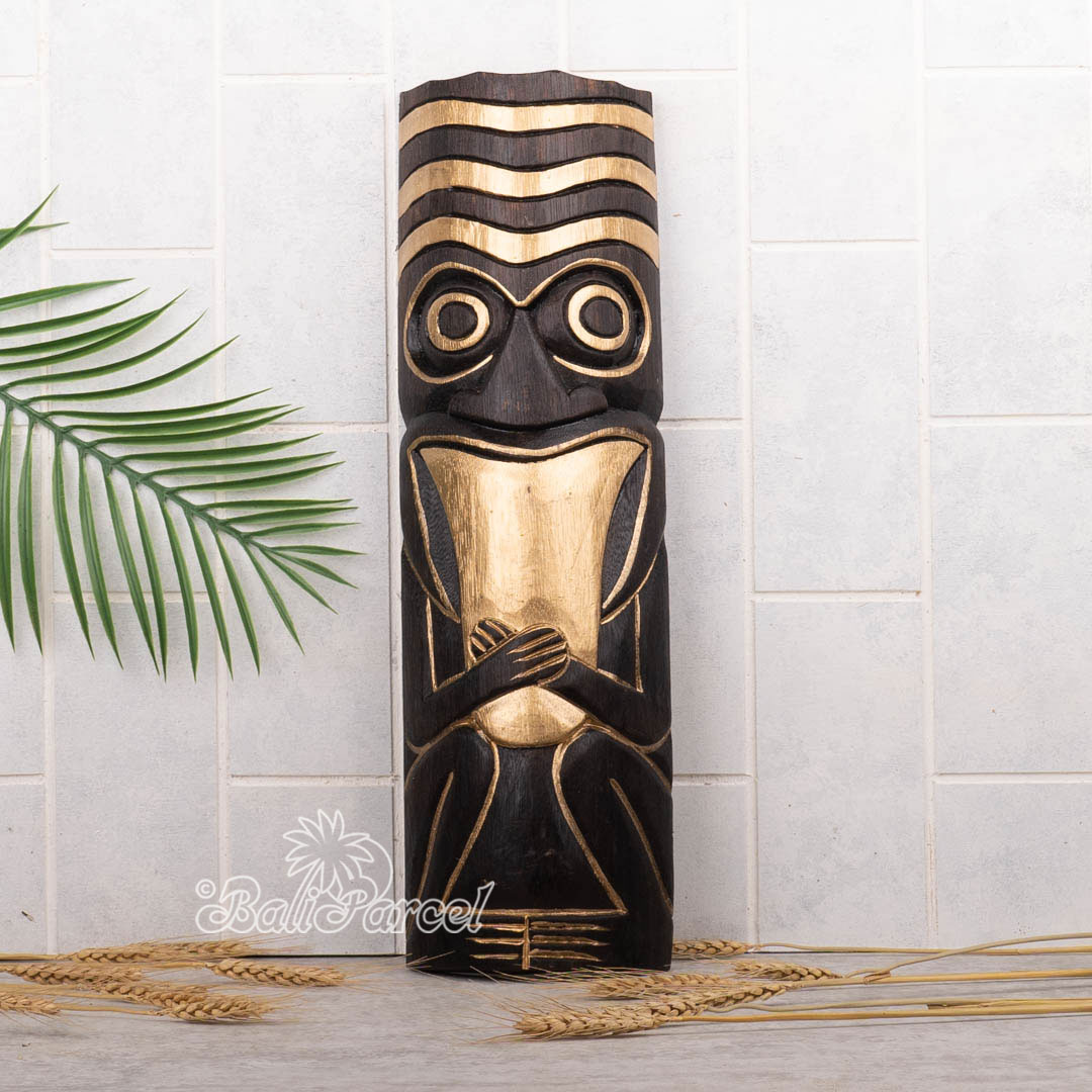 Wooden Mask, Hand Carved From Albesia Wood