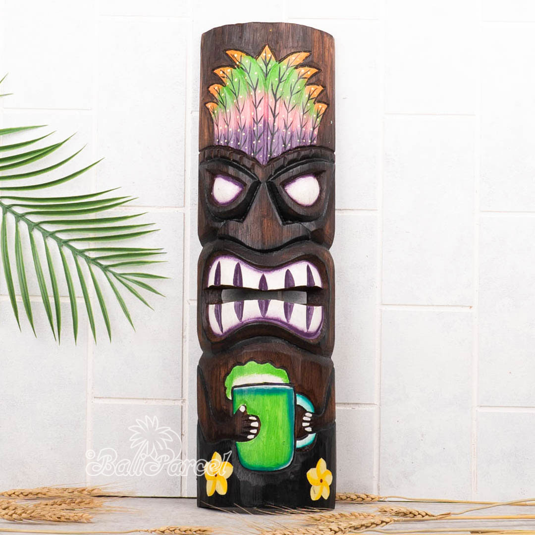 Wooden Mask, Hand Carved From Albesia Wood