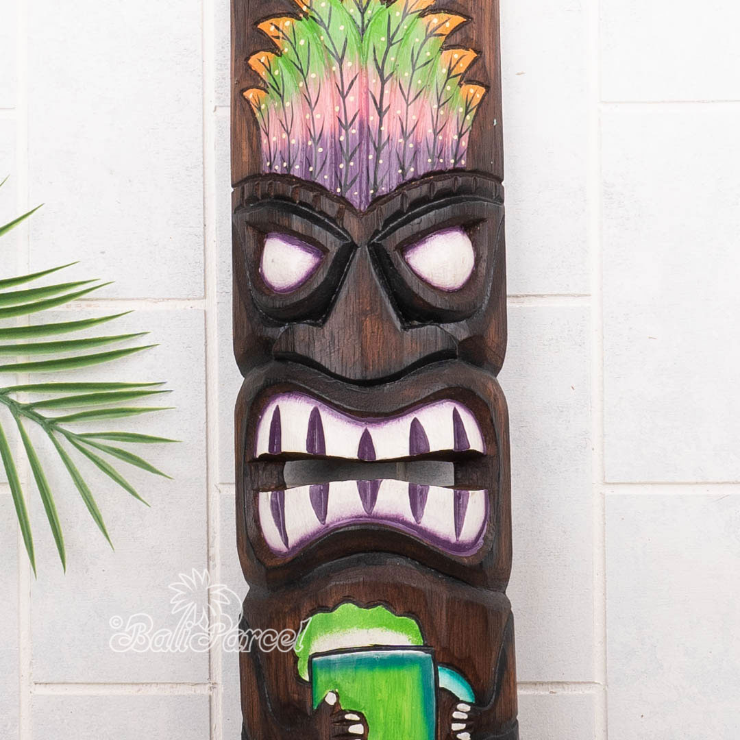 Wooden Mask, Hand Carved From Albesia Wood