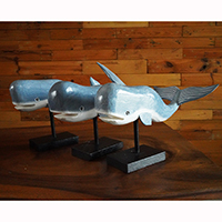 Wooden Stand Fish Set Of 3, Hand Carved From Albesia Wood