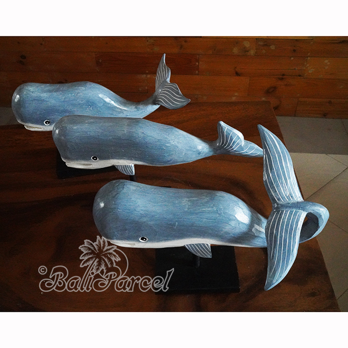 Wooden Stand Fish Set Of 3, Hand Carved From Albesia Wood