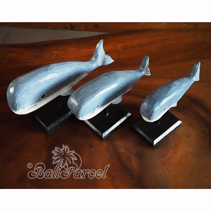 Wooden Stand Fish Set Of 3, Hand Carved From Albesia Wood
