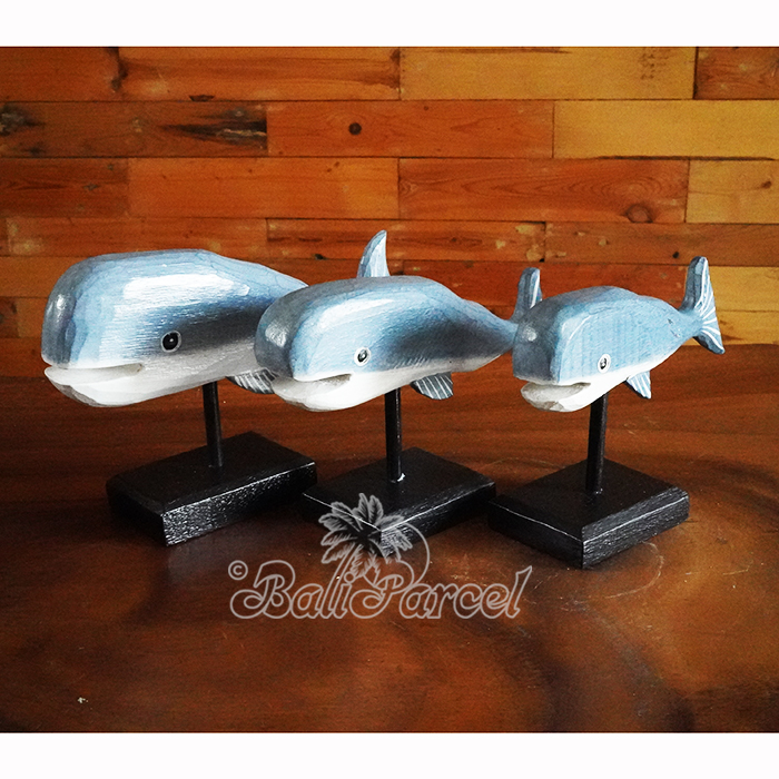 Wooden Stand Fish Set Of 3, Hand Carved From Albesia Wood