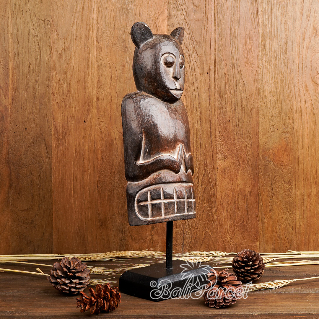 Wooden Stand Mask, Hand Carved From Albesia Wood