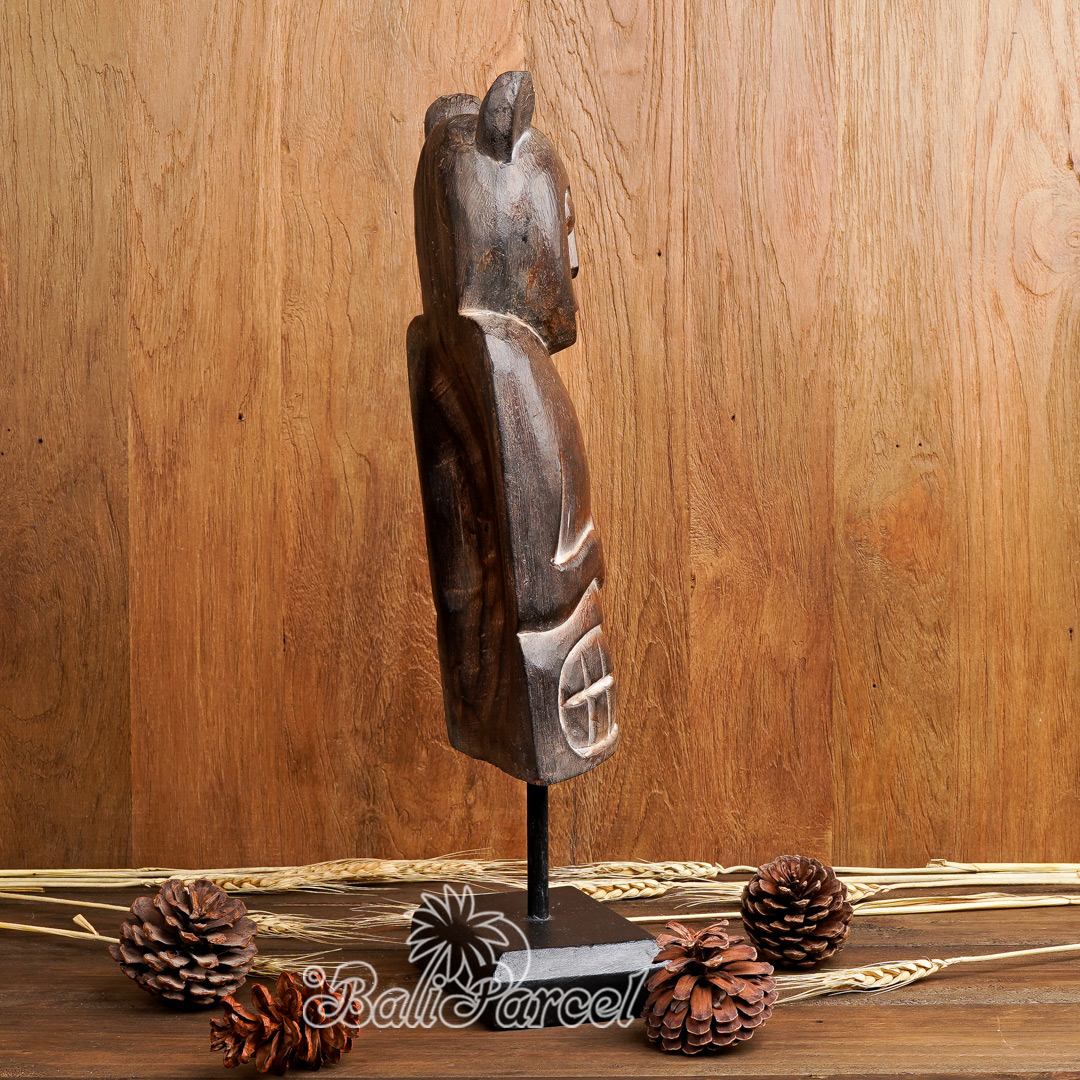 Wooden Stand Mask, Hand Carved From Albesia Wood