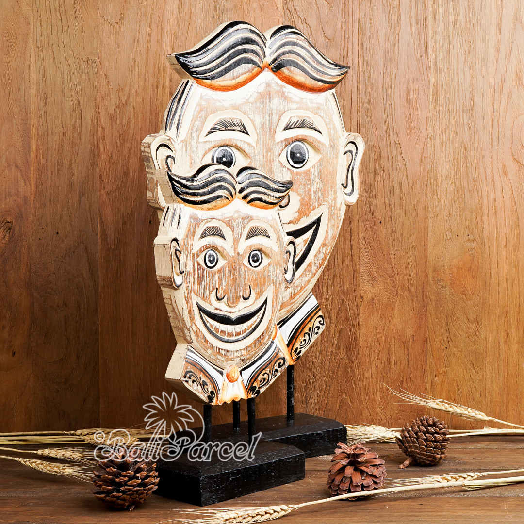 Wooden Stand Medallion Set Of 2, Hand Carved From Albesia Wood