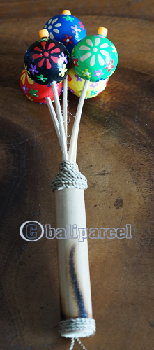 Ping Pong Rattle / Maracas, Hand Carved From Bamboo And Resin