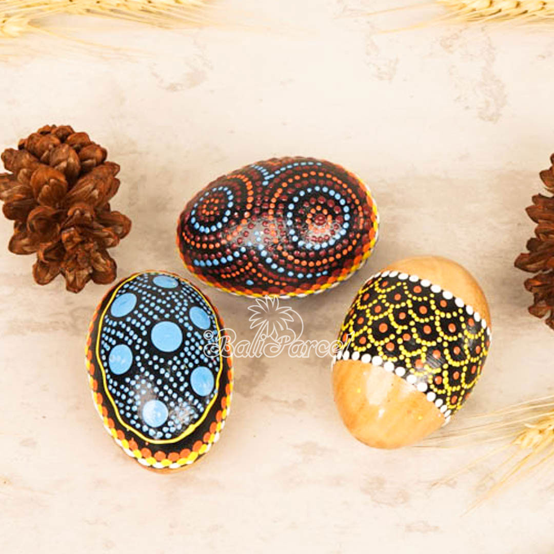 Egg Shaker With Painted. This Hand Carved From Wood Mahogany