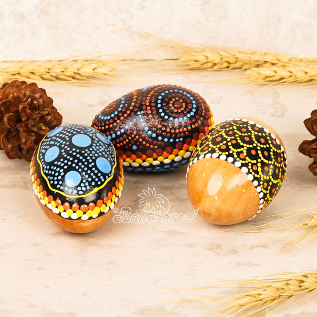 Egg Shaker With Painted. This Hand Carved From Wood Mahogany