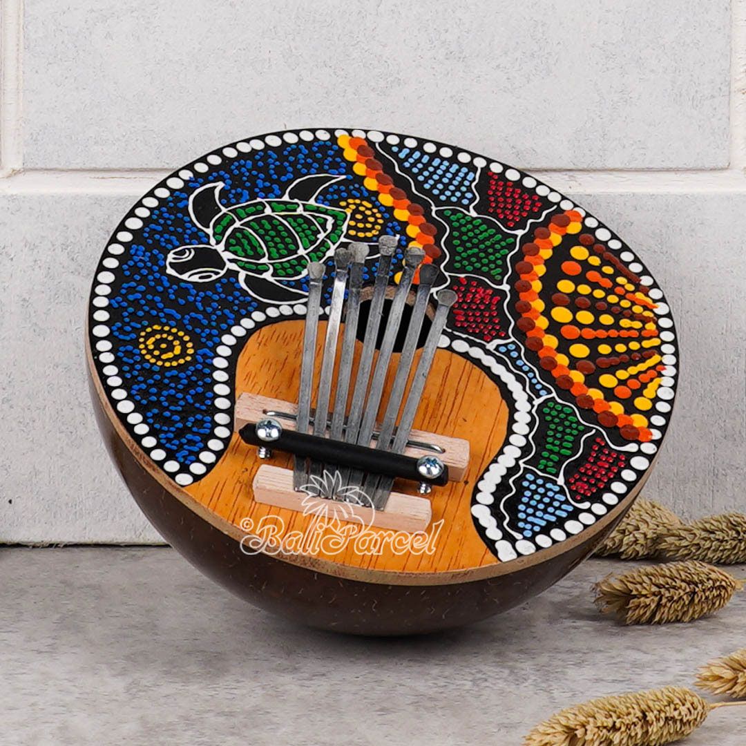 7 Notes Karimba Thumb Piano, Handcarved From Wood And Coconut Shell