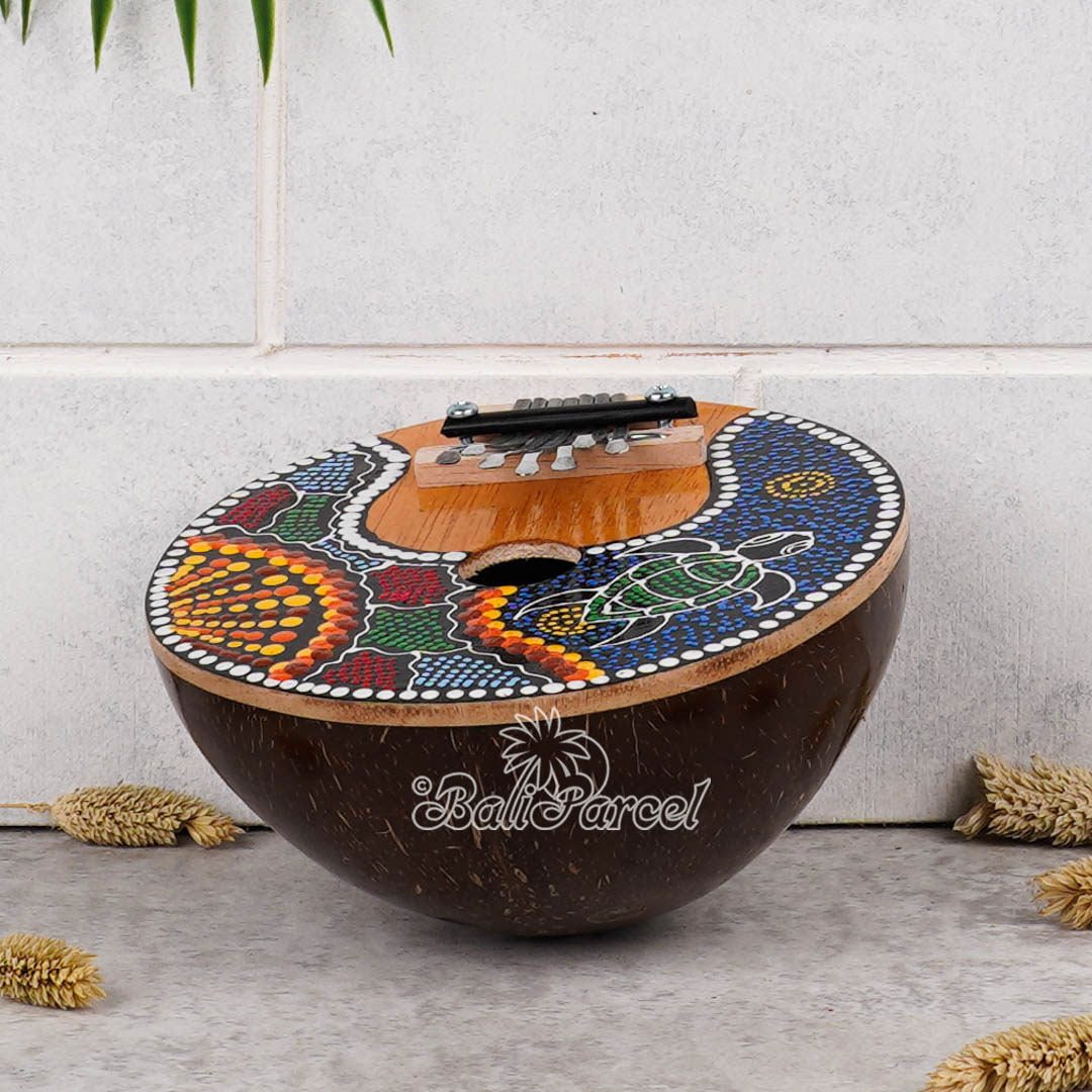 7 Notes Karimba Thumb Piano, Handcarved From Wood And Coconut Shell