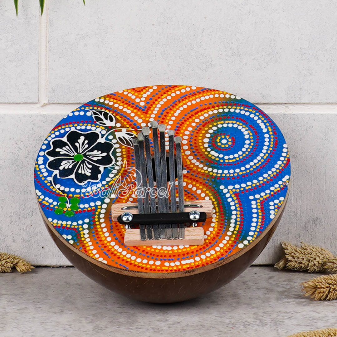 7 Notes Karimba Thumb Piano, Handcarved From Wood And Coconut Shell
