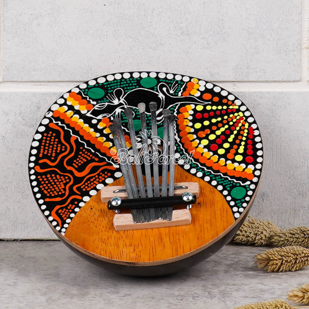 7 Notes Karimba Thumb Piano, Handcarved From Wood And Coconut Shell