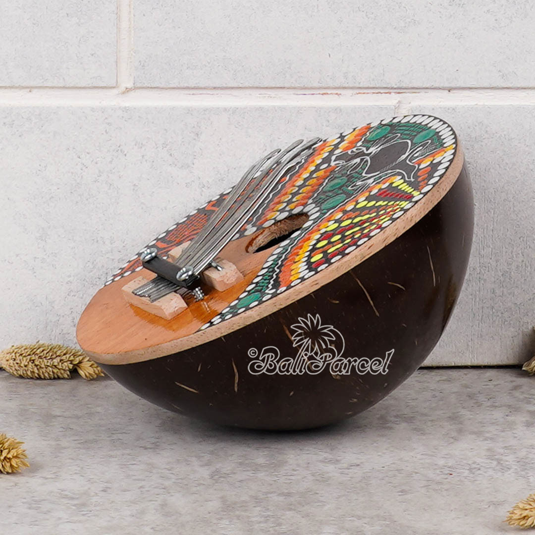 7 Notes Karimba Thumb Piano, Handcarved From Wood And Coconut Shell