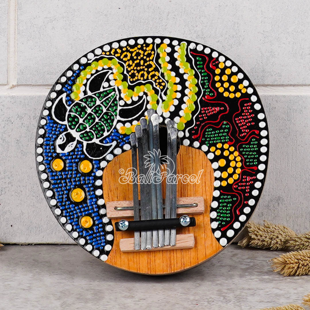 7 Notes Karimba Thumb Piano, Handcarved From Wood And Coconut Shell