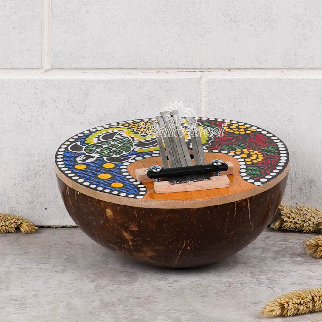 7 Notes Karimba Thumb Piano, Handcarved From Wood And Coconut Shell