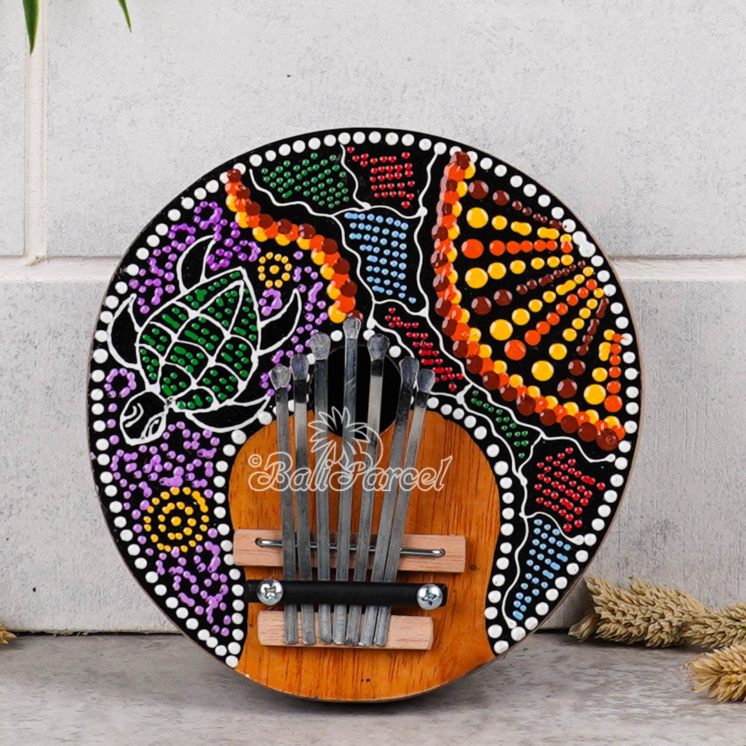 7 Notes Karimba Thumb Piano, Handcarved From Wood And Coconut Shell