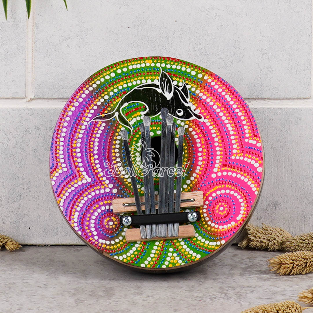 7 Notes Karimba Thumb Piano, Handcarved From Wood And Coconut Shell