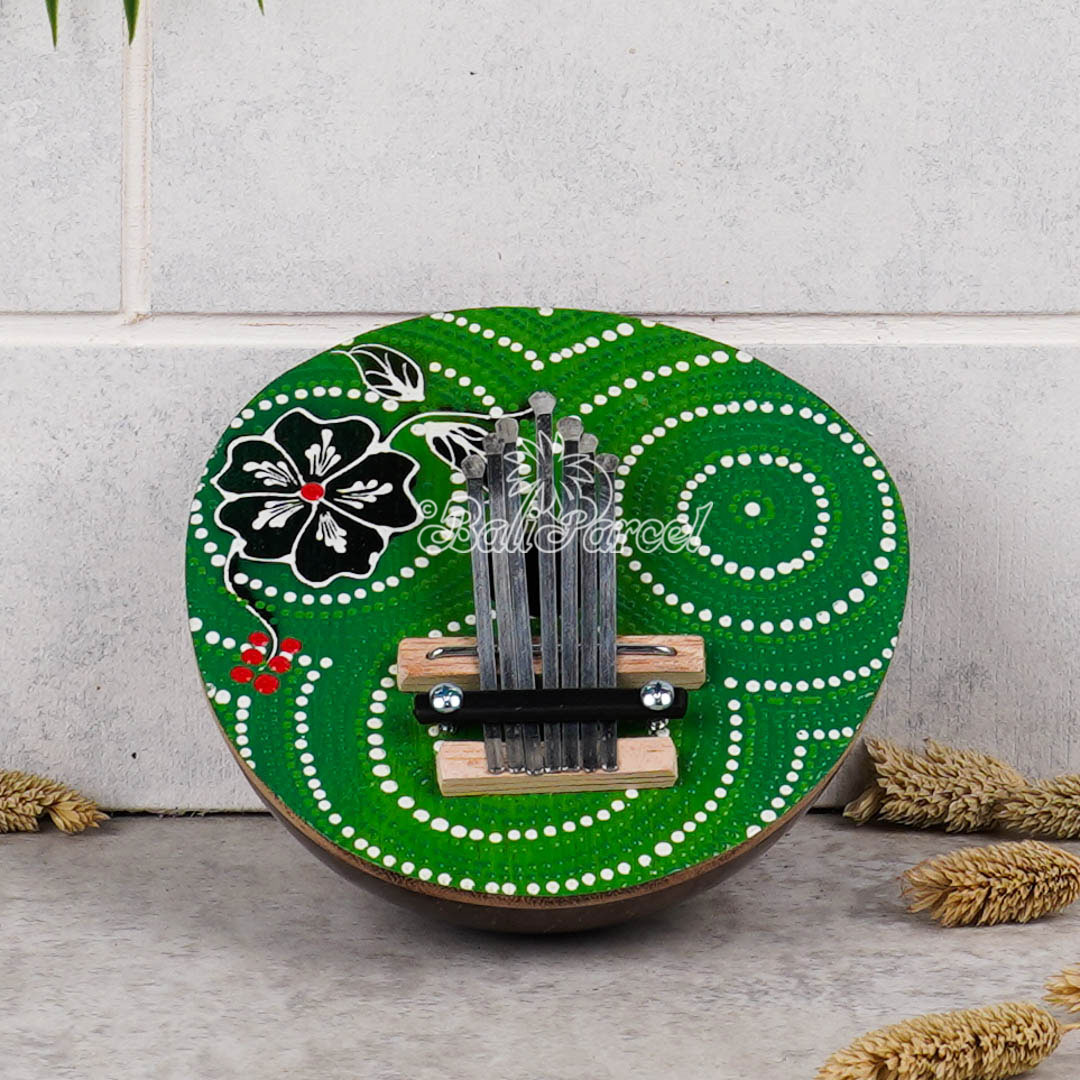 7 Notes Karimba Thumb Piano, Handcarved From Wood And Coconut Shell