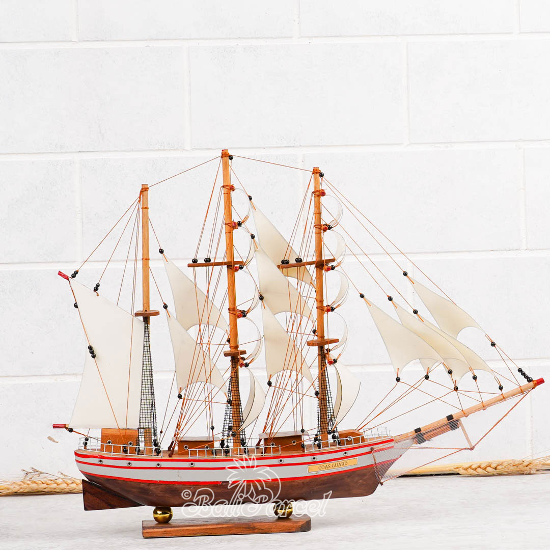 Wooden Miniature Ship, Handmade From Wood