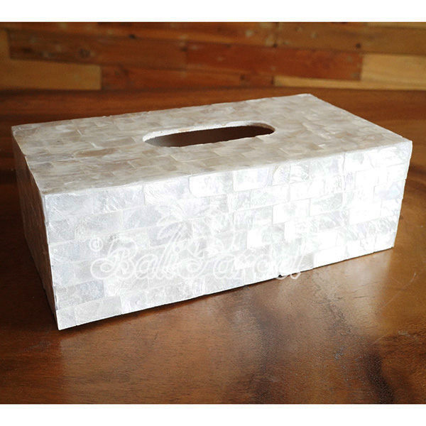 Tissue Holder, Handmade From Shell With Resin