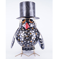 Owl, Made From Iron With Hanpainted