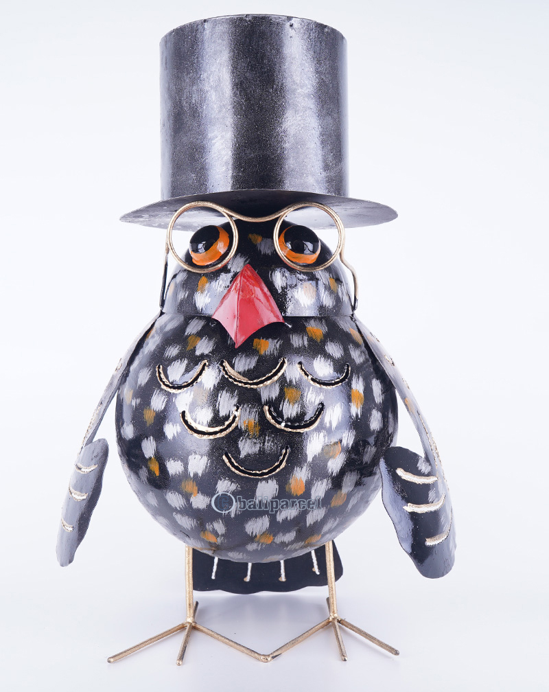 Owl, Made From Iron With Hanpainted
