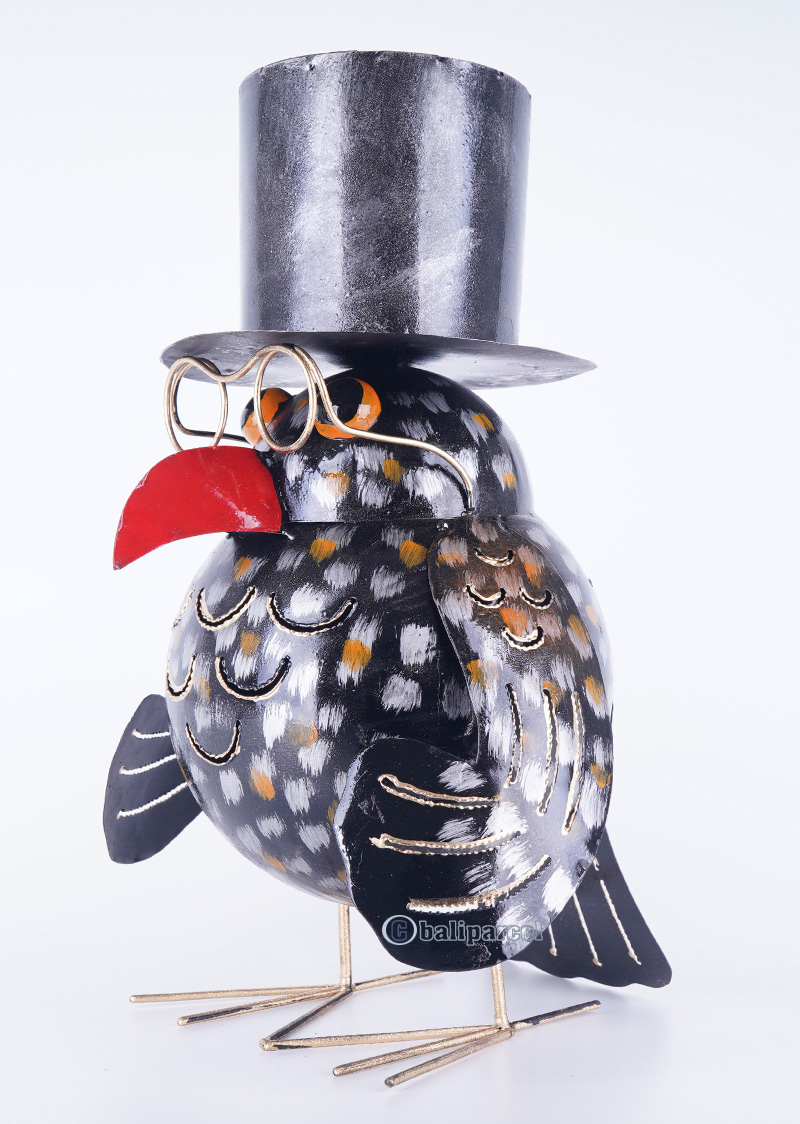 Owl, Made From Iron With Hanpainted