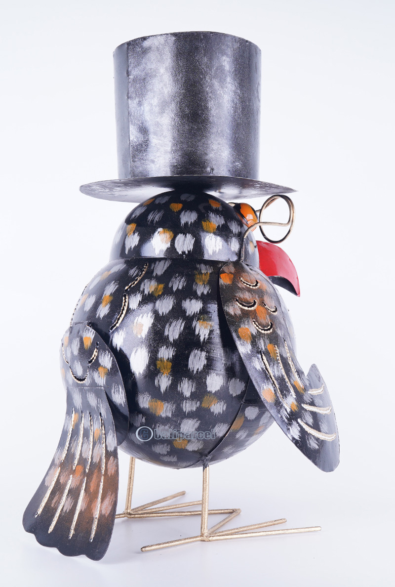 Owl, Made From Iron With Hanpainted