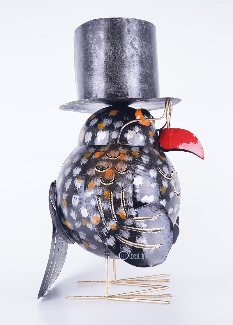 Owl, Made From Iron With Hanpainted