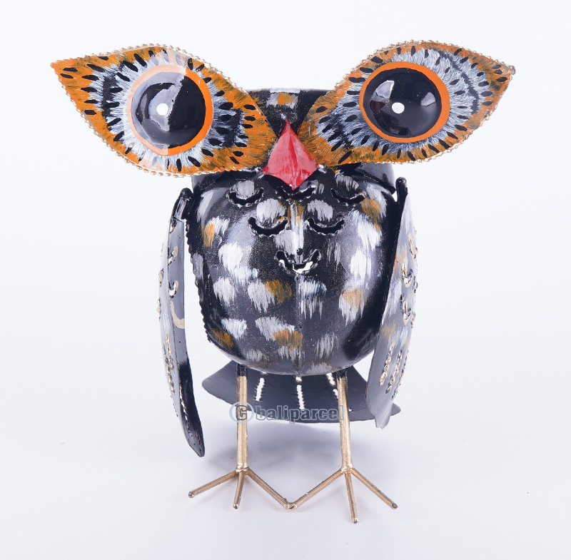 Owl, Made From Iron With Hanpainted