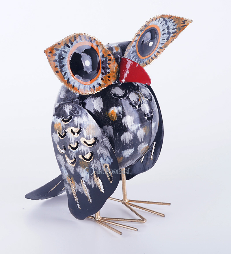 Owl, Made From Iron With Hanpainted