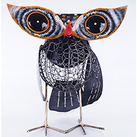Owl, Made From Iron With Hanpainted