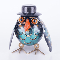 Owl, Made From Iron With Hanpainted