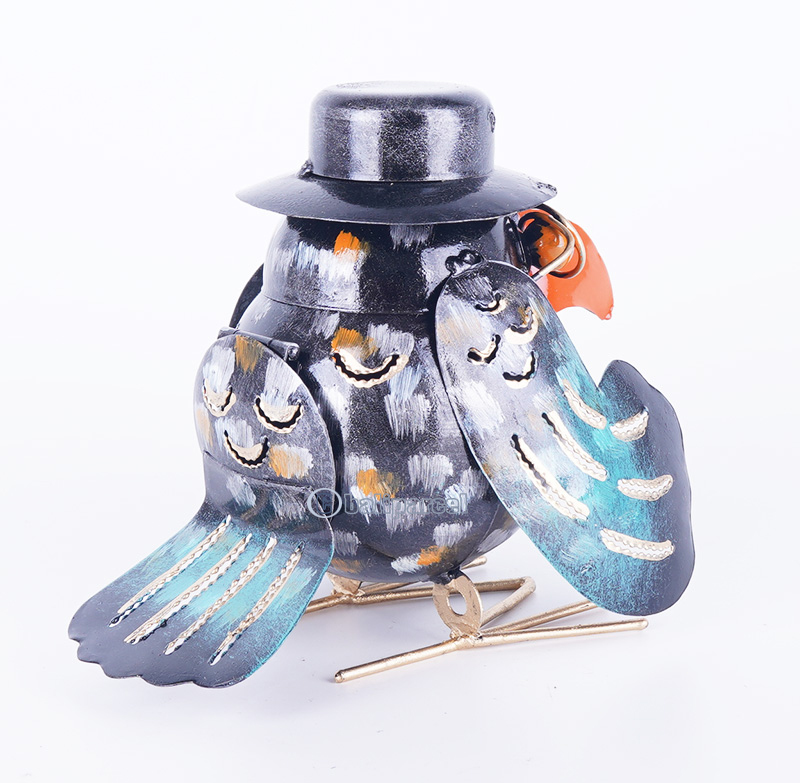 Owl, Made From Iron With Hanpainted