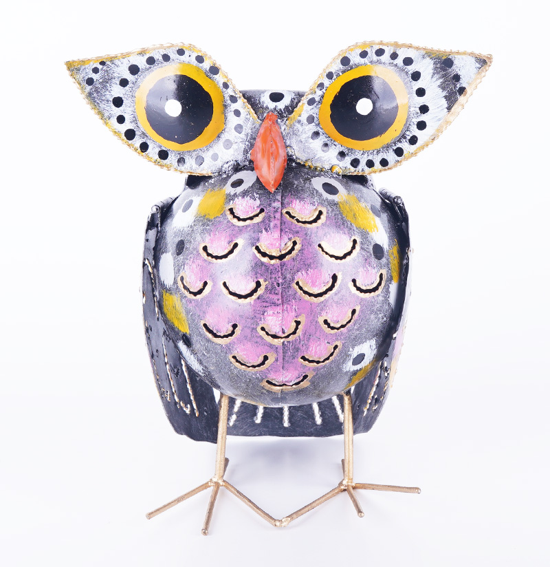 Owl, Made From Iron With Hanpainted