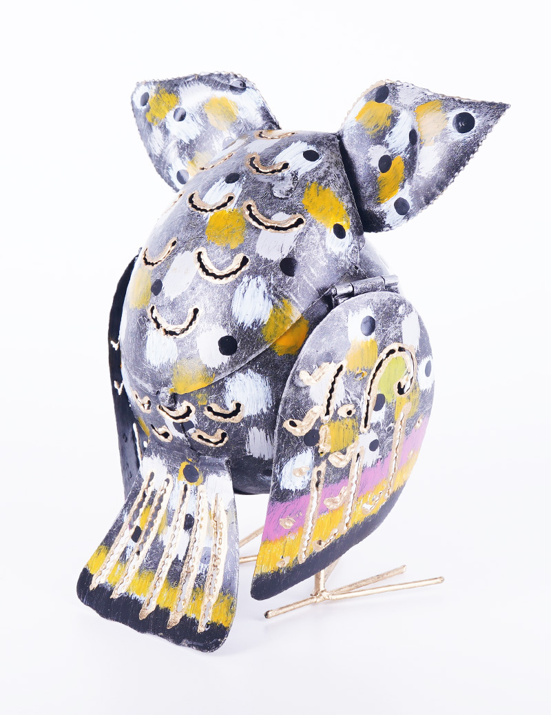 Owl, Made From Iron With Hanpainted