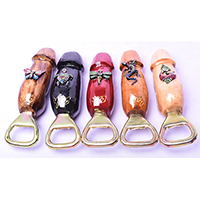 Bottle Opener Penis Shape With Painted Set Of 5, Handmade From Albesia Wood