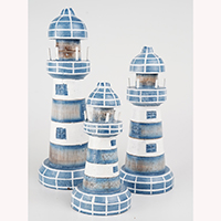 Wooden Lighthouse Set Of 3, Handmade From Albesia Wood