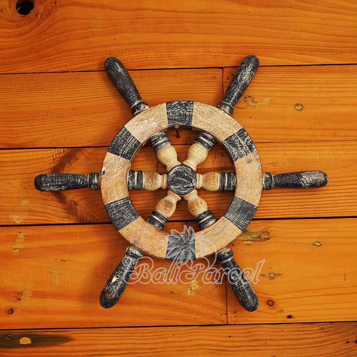 Wooden Ship Wheel, Handmade From Albesia Wood