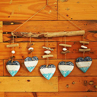 Wooden Wall Hanging 5 Heart, Handmade From Albesia Wood