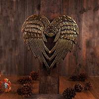 Wooden Wallhanging Wing, Handmade From Albesia Wood
