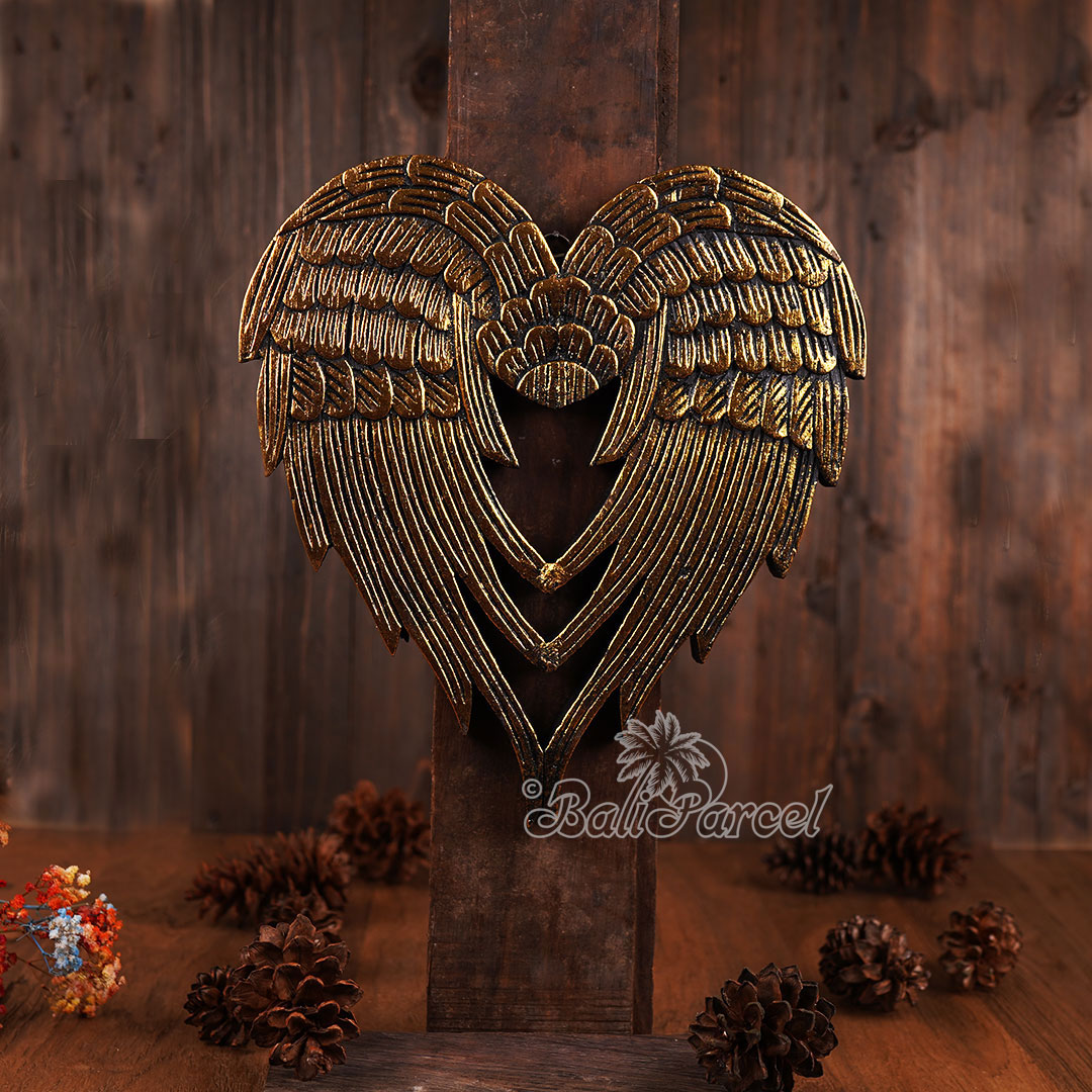 Wooden Wallhanging Wing, Handmade From Albesia Wood