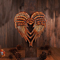 Wooden Wallhanging Wing, Handmade From Albesia Wood