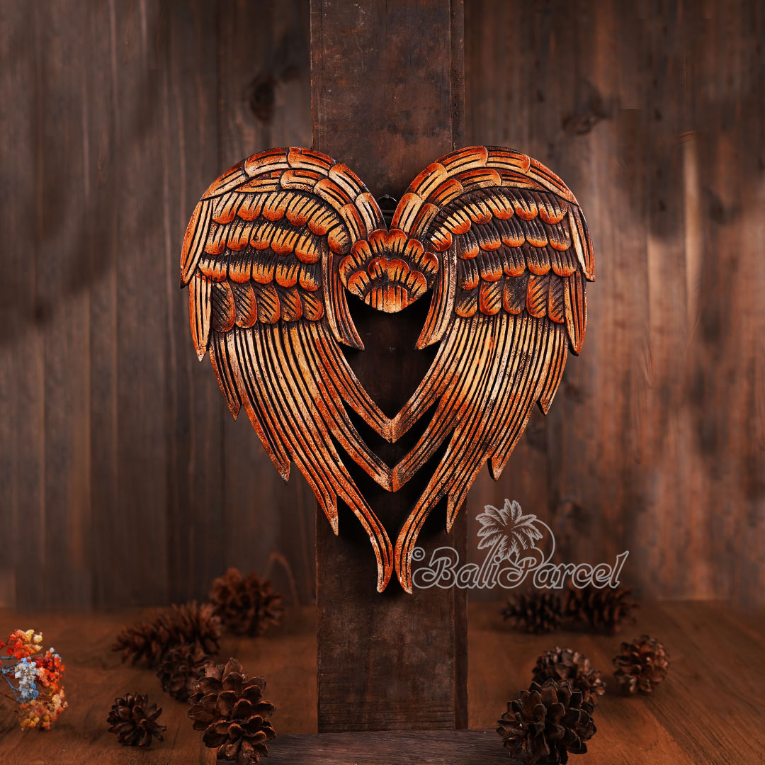 Wooden Wallhanging Wing, Handmade From Albesia Wood